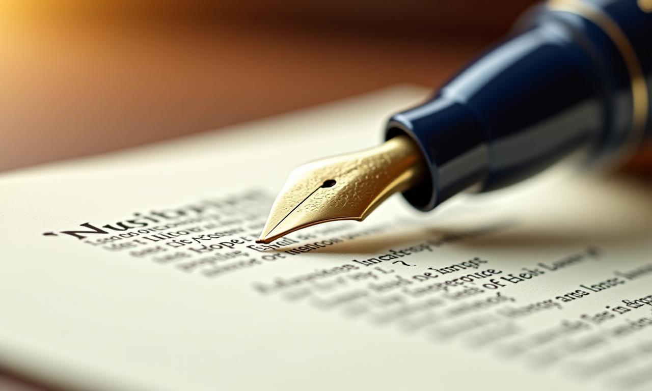 Close up of a luxury fountain pen on a legal contract